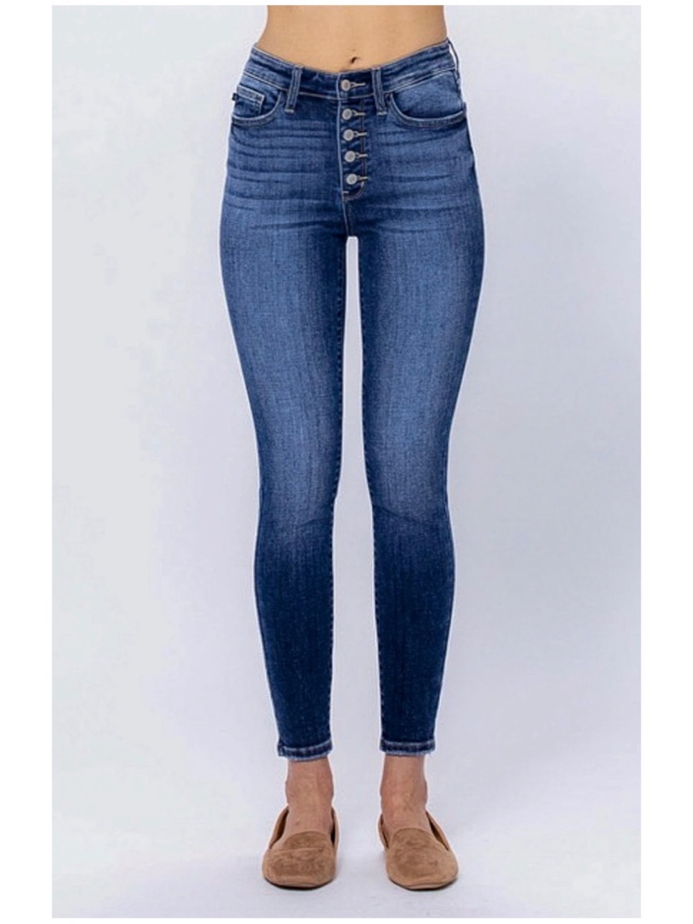 Judy Blue Women’s Sz 32 High Rise Jeans Button Fly Skinny Stretch Denim